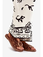 Płaskie Sandały Z Ozdobą Panterka Brązowe Haliones