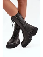 Skórzane Kozaki Ocieplane Na Platformie Artiker 57C2282 Czarne