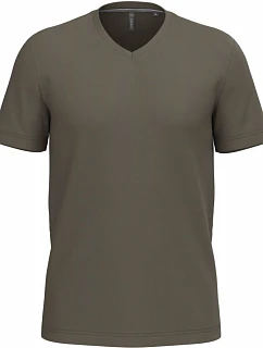 Kariban K 357 Pánske tričko s výstrihom do V 20.K357 tmavá khaki