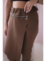 Punto Milano Zimné nohavice s ozdobným zipsom hnedé