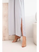 Dlhé šaty bez ramienok šedé