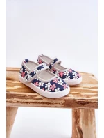 Dziecięce Baleriny W Kwiatuszki Granatowo-Szare Noah