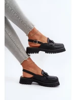 Sandały Damskie Na Płaskim Obcasie Z Ozdobą Czarne D&A MR38-656