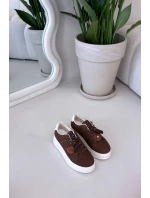 Dámské tenisky na platformě s ozdobnými pompony čokoládové Corinna