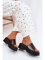 Dámské platformové sandály s průhledným páskem Černé Selestia