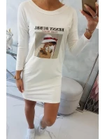 Šaty s potlačou košíka ecru