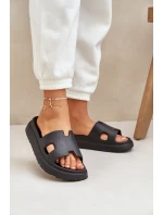 Piankowe Klapki Z Wycięciami Czarne Neladith