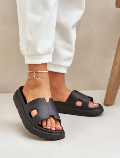 Piankowe Klapki Z Wycięciami Czarne Neladith