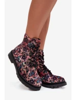 Botki Damskie Ocieplane W Kwiaty Artiker 57C1051 Różowe