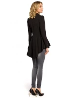 Asymetrický frak s golierom a zapínaním na gombíky M165 - čierny - Moe Asymetrický frak s golierom a zapínaním na gombíky M165 - čierny - Moe