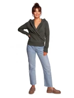 Zavinovací sveter s kapucňou B246 čierny - BeWear