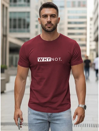 Pánske klasické streetwearové tričko s bordovou potlačou FashionStreet NX5122R Pánske klasické streetwearové tričko s bordovou potlačou FashionStreet NX5122R