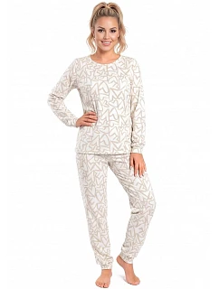 Pyžamo Donna Adore Long Ecru, s dlhými rukávmi, veľkosti S–2XL