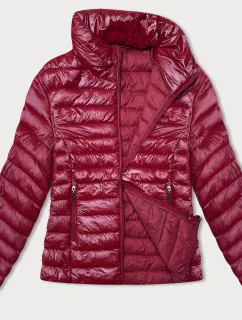 Tmavo červená prešívaná dámska bunda so stojačikom (16M9108-06)