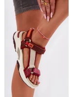 Sandały Damskie Na Rzepy D.Franklin DFSH406003 Bordowe