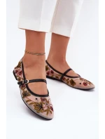 Baleriny Z Haftem I Paskiem Czarne Lilindraen