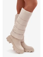 Kozaki Damskie Ocieplane Z Koralikami Jasnobeżowe Irvette