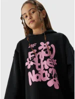 Dívčí tepláková mikina bez zapínání a s kapucí 4F - černá Dívčí tepláková mikina bez zapínání a s kapucí 4F - černá