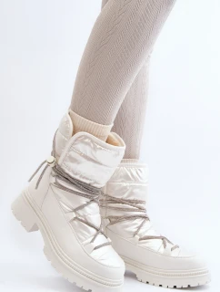 Śniegowce Damskie Z Ozdobnym Wiązaniem Białe Rilana