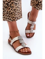 Sandały Damskie Płaskie Z Ozdobami Sergio Leone SK072H Białe