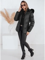 Dámska zimná prešívaná bunda s kapucňou LOVELINA black FashionStreet TY4981
