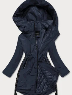 Tmavomodrá ľahká bunda parka s ozdobnými lampasmi (HS-1856)