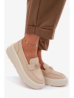 Dámske kožené mokasíny na platforme Vinceza Beige Dámske kožené mokasíny na platforme Vinceza Beige