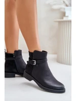 Ploché členkové topánky na podpätku s remienkom Black Sabamessa