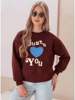 Dámska mikina JUST LOVE YOU s oversize potlačou bordová FashionStreet BY1474