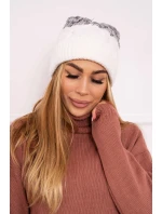 Fleecová čiapka Alice K248 biela+sivá