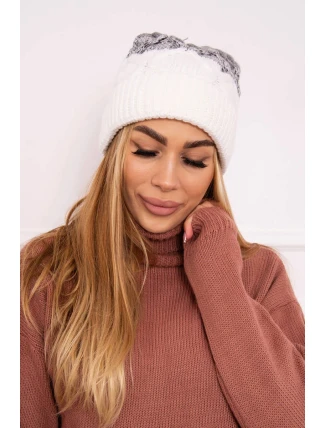 Fleecová čiapka Alice K248 biela+sivá