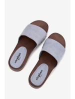 Dámské pantofle se zlatými sponami modré Ferinna