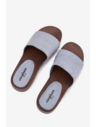 Dámské pantofle se zlatými sponami modré Ferinna