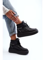 Zazoo 3392/X Dámska kožená športová obuv na platforme Black