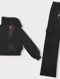 Čierny casual komplet s nohavicami typu cargo (AMG-338A)