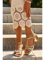 Sandały Damskie Na Słupku Z Eko Skóry Złote Lyana Sandały Damskie Na Słupku Z Eko Skóry Złote Lyana