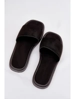 Klapki Damskie Na Platformie Z Eko Zamszu Czarne Jorina