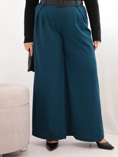 Dámske Plus veľkosť široké nohavice s opaskom Marine