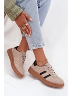 Zamszowe Sneakersy Damskie Na Platformie Beżowe Elivienne