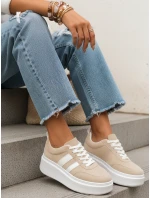 Dámske kožené tenisky na platforme béžové FashionStreet ZY1378