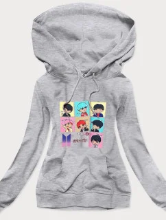 Šedá dámska športová mikina s potlačou (N7283)