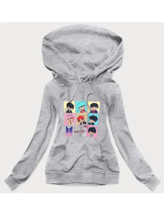 Šedá dámska športová mikina s potlačou (N7283)