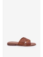 Skórzane Damskie Klapki Lewski Shoes 3682 Camel