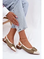 Kožené sandále na podpätku s ozdobnou prackou Maciejka K7466-12 Beige