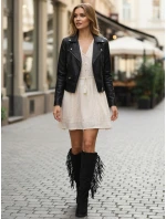 Dámske semišové čižmy so strapcami a plochými podpätkami čierne FashionStreet ZY1337 Dámske semišové čižmy so strapcami a plochými podpätkami čierne FashionStreet ZY1337
