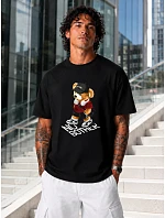 Pánske bavlnené tričko nadrozmernej veľkosti s čiernou potlačou FashionStreet NX1039R Pánske bavlnené tričko nadrozmernej veľkosti s čiernou potlačou FashionStreet NX1039R