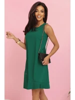 308-4 KARINE elegantné trapézové šaty s asymetrickými pásmi - ZELENÉ 308-4 KARINE elegantné trapézové šaty s asymetrickými pásmi - ZELENÉ