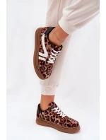 Damskie Sneakersy Na Platformie Panterka Brązowe Totter
