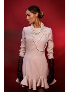 M880 Šaty s volánovým lemom - béžové