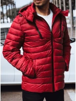 Pánska prešívaná bunda s kapucňou červená FashionStreet TX4447
